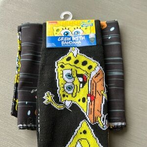 2/$30 BNWT Nickelodeon Spongebob Squarepants Crew Socks and Bandana Set